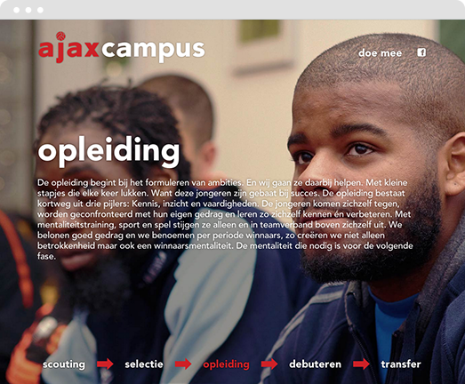 Screenshot of Ajax online campaign site Screenshot of campaign website for Ajax