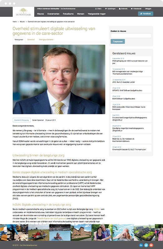 Example news article on De Drie Notenboomen Drupal platform Screenshot of example article on De Drie Notenboomen Drupal platform