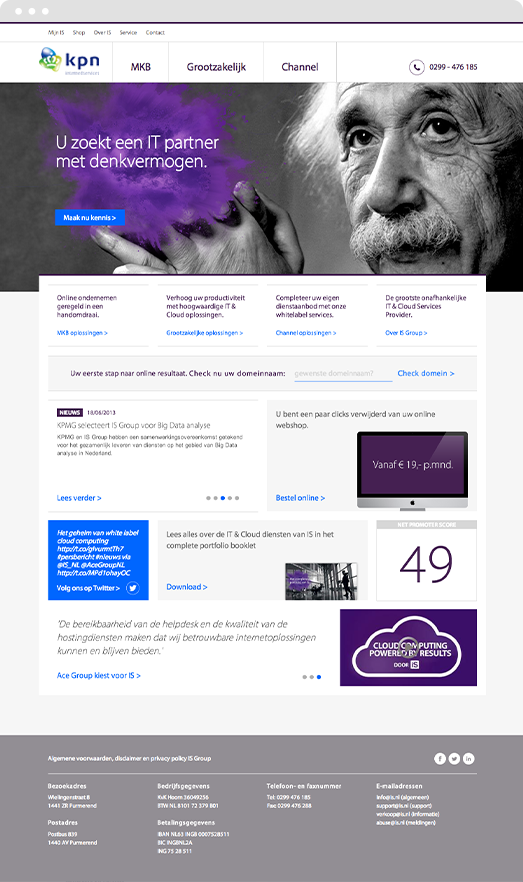 KPN InternedServices Drupal frontpage design New website design screenshot for KPN InternedServices built in Drupal