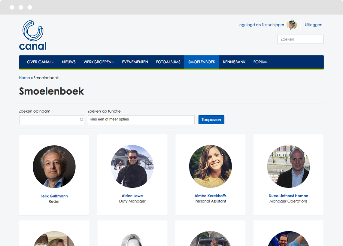 Staff page on Drupal intranet site Visual staff directory on Canal Company's Drupal intranet platform