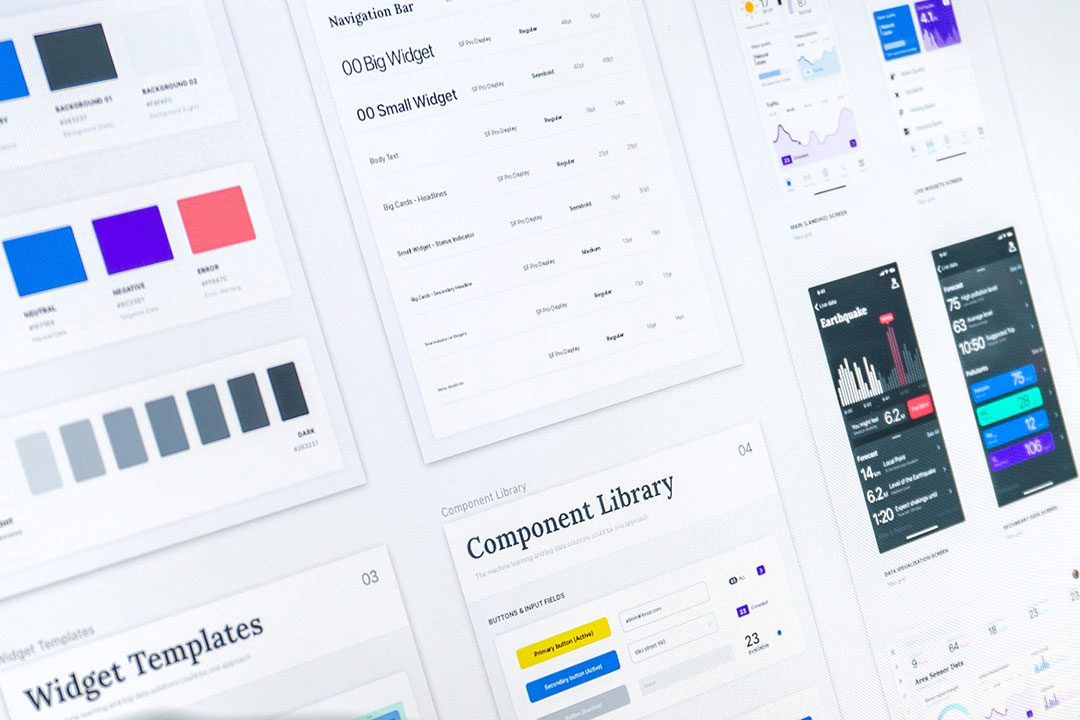 Design system Design system featuring color scheme, fonts and components