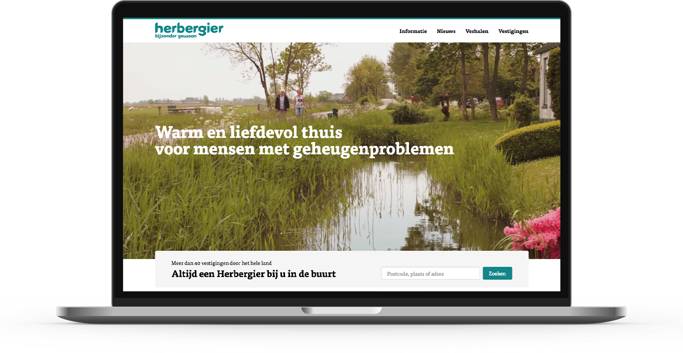 Screenshot of web design for herbergier For Herbergier we created a Multi-tenant Drupal website