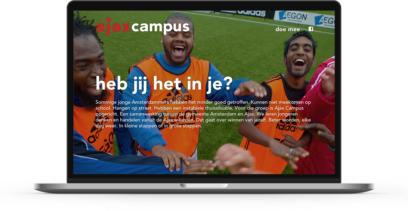 Campaign website we created for football club Ajax Amsterdam
