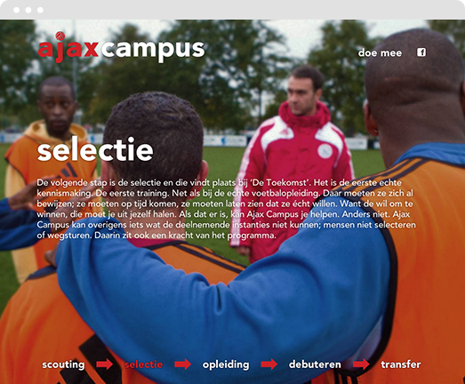 Screenshot of online campaign site we developed for Ajax