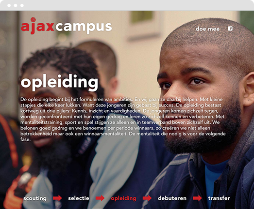 Screenshot of campaign website for Ajax