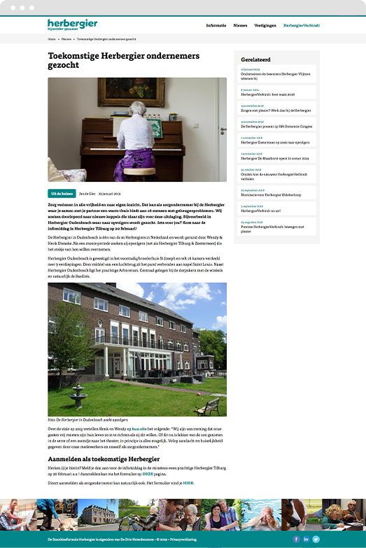 Screenshot of Herbergier news article node News article on the Herbergier website