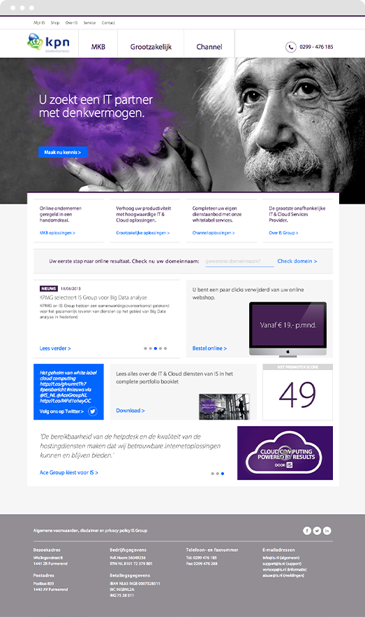 New website design screenshot for KPN InternedServices built in Drupal