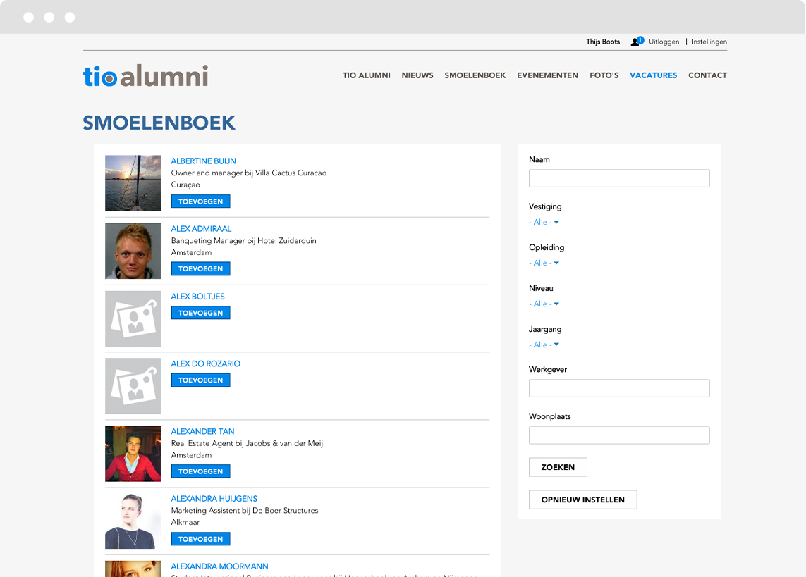 People page on Drupal social intranet site People page on social intranet platfom designed and developed in Drupal for Tio University