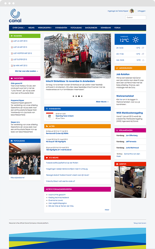 Screenshot of Canal Company intranet homepage Screenshot of Drupal intranet homepage for Canal Company