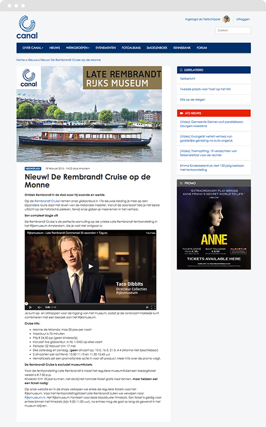 News article on Canal Company's Drupal intranet platform