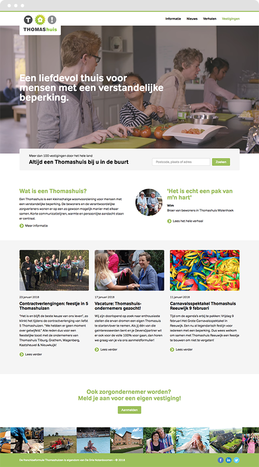 Screenshot of Drupal website project for De Thomashuizen