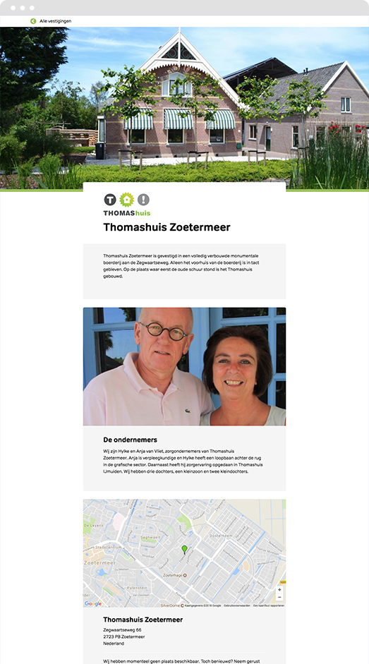 Screenshot of Drupal website project for De Thomashuizen