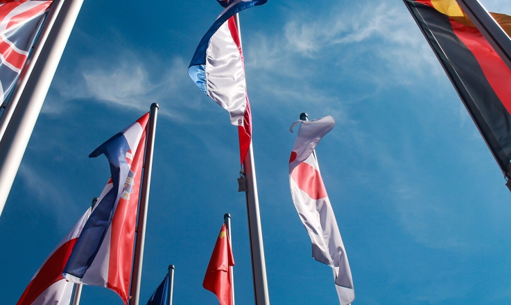 International flags symbolising multi-language websites